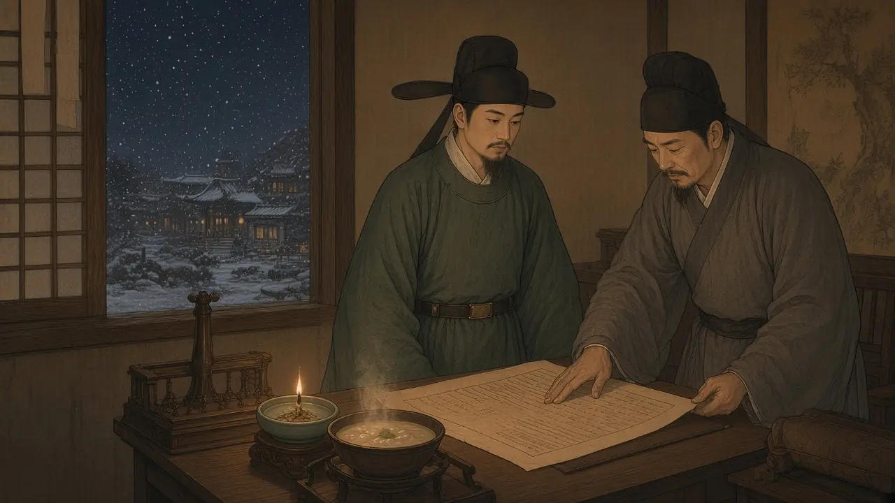 겨울밤 등불 아래 고과부를 읽다